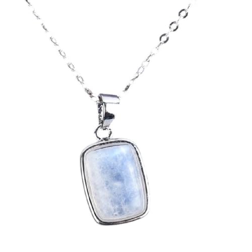 Bijoux pour femmes avec pendentif rectangle en pierre de lune arc-en-ciel