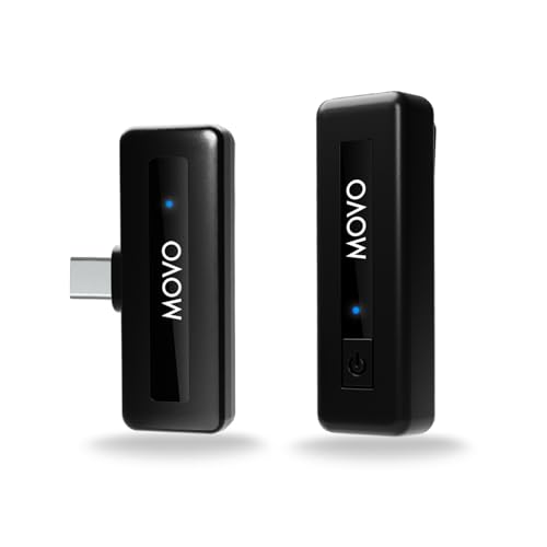 movo wireless mini uc usb-c wireless microphone for iphone 15, android, ipad pro & laptops – wireless lavalier mic for usb-c smartphones & devices, great for vlogging & tiktok