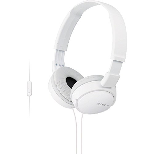 Sony MDR-ZX110AP Extra Bass Wired Headphones with Mic, Smartphone Headset for iPhone & Android with in-Line Remote & Microphone, Neodymium Magnets & 30mm Drivers, White (Renewed)