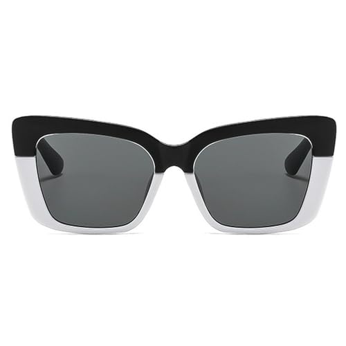 Image of Vintage Square Sunglasses Men Women Cat Eye Sun Glasses Fashion Trendy Eyewear Black Shades Gradient Glasses UV400 (black white)
