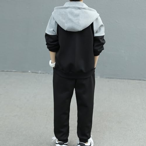 Jugaoge Kids Boys Hoodie Sweatshirts and Sweatpants Jogger Set 2 Pieces Tracksuit Sweatsuit Fall Outfit Black 11-12 Years3