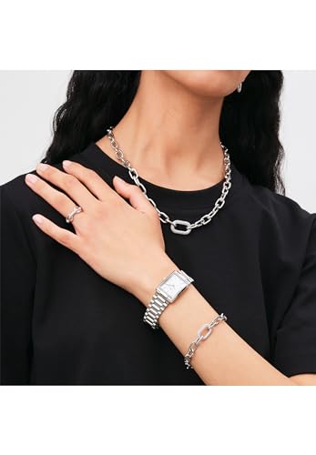 Image of Daniel Wellington Crystal Link Silver Chunky Chain Necklace for Women