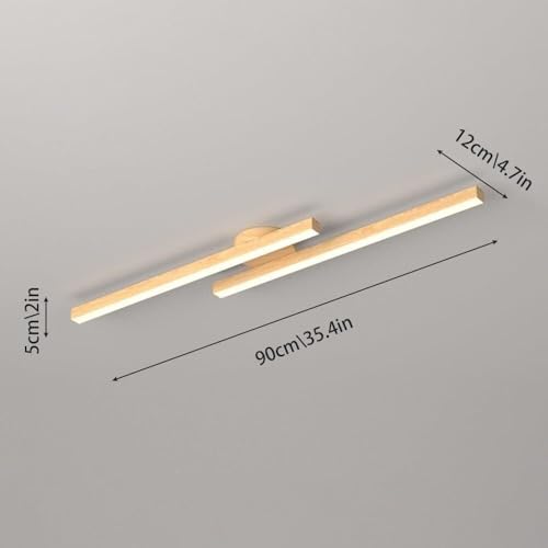 Lustre en aluminium à effet grain de bois avec LED 3000K intégrée - 3