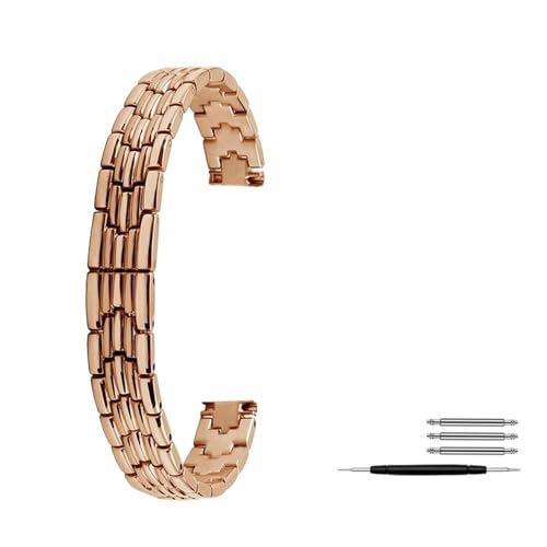 Bracelet de montre en acier inoxydable or rose pour femme 8mm 10mm 12mm 14mm