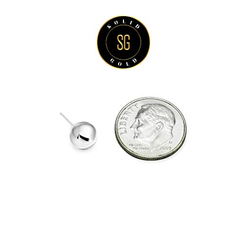Solidgold - 14 Karat Ball Stud Earrings Dazzling Real White Gold | 7Mm #TOP4