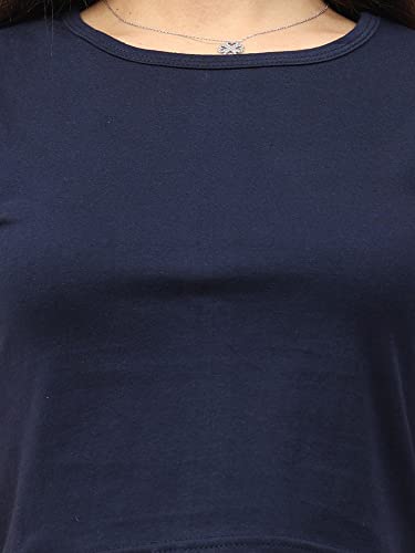 Image of FLEXIMAA Women's Cotton Plain Round Neck Half Sleeve Crop Top