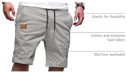 Image of JMIERR Mens Cotton Stretch Shorts Casual Drawstring Twill Chino Shorts