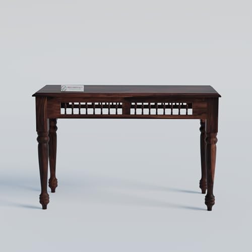 Image of Jangid Handicraft Sheesham Wood Console Table for Living Room | Wooden Entryway Hallway Sofa & Fish Tank Table | Traditional Side Table for Home & Office | Solid Rosewood | Walnut Finish