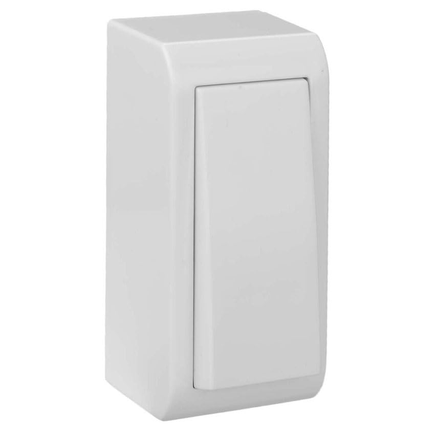 Glowster Commutateur/Interrupteur Étroit Blanc de Surface, Touch Bascule, 10 A 250 V, 33 x 70 x 25 mm