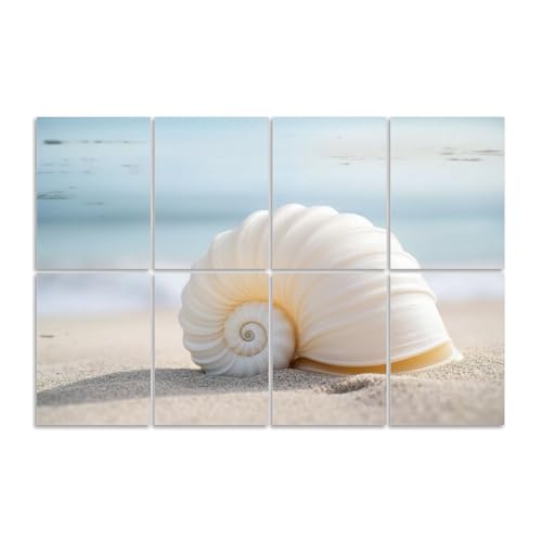 8 Pack Paneles Acústicos Artísticos para Absorción de Sonido con Diseño de Conchas Marinas, Textura Suave, Decorativos y Autoadhesivos para Estudios y Oficina 48"x32" miniatura 1