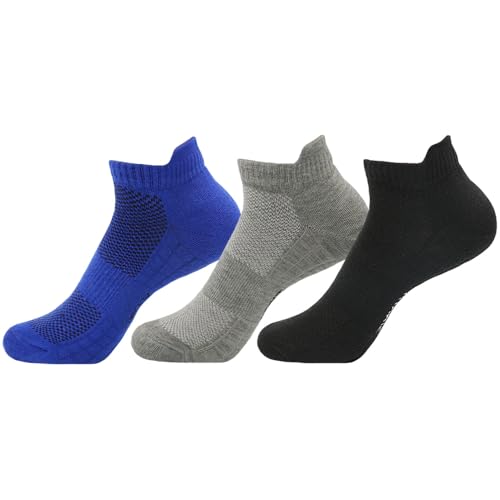6PC Women's Blue Athletic Ankle Socks Hiking Fitness Anti Foam Moisture Wicking Socks