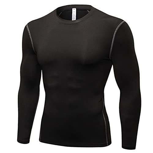 Chemise de Compression pour Homme, T-Shirt à Manche Longue Cool Dry Layer Fitness Top pour Sports Jogging Musculation Cover