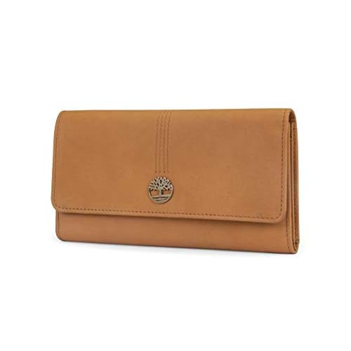 Timberland Women’s Leather RFID Flap Wallet Clutch Organizer, Wheat (Nubuck), One Size