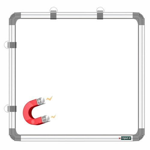 Image of YAJNAS 3x3 Feet Regular Steel Magnetic Whiteboard with Lightweight Aluminium Frame for Office, Meeting and Presentation, Durable White Board