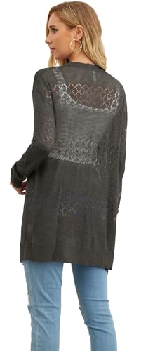 Image of GRECERELLE Lightweight Cardigan Sweaters for Women Crochet Knit Open Front Long Sleeve Loose Casual Boho Summer Beach Coverup