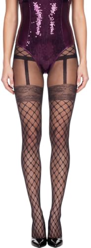 Image of ToBeInStyle Women's Faux Thigh High Opaque Print Nylon Tights