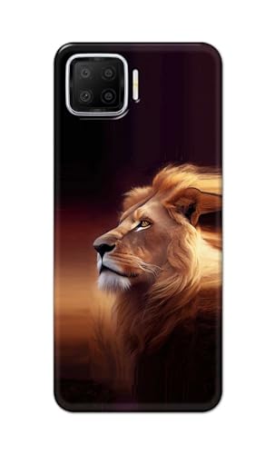 Image of Plastic Printfidaa Printed Hard Back Cover Case For Oppo F17 Back Cover (Danger Lion) -112, Brown