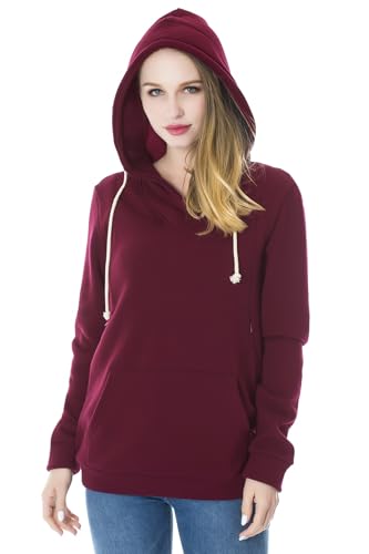 Smallshow Stillanzug Mutterschaft Fleece Stillpullover Stilloberteil Umstandsmode Hoodie Sweatshirt zum Stillen Wine M