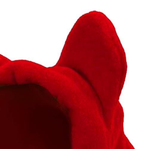 Folpus Hundehaube Wintermütze Ohrenschützer Kostüm Haustier Winterhaube Hüte Hundeohren Abdeckung für mittelgroße bis große Hunde Haustiere Welpen Camping, Rot M