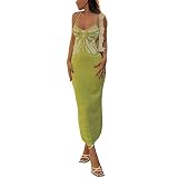Abendedian Women Sexy Knitted Maxi Dress Sleeveless Summer Long Skinny Slip Dress Swimsuit Cover up