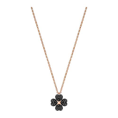 Preisvergleich Produktbild Swarovski Latisha Flower Anhänger für Frauen, schwarzes Kristall, rotgold glänzendes Finish