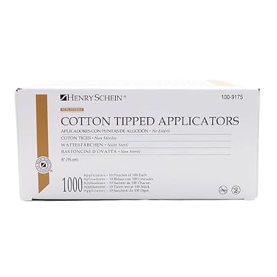 Cotton Tipped Applicator (100-9175), 6-Inch, Non-Sterile Swabsticks for Wound Care & Dressing. Single-Use, Wooden Handle with Cotton Tip. 1000 / Box