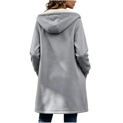 Women Zip Up Long Hoodies Sherpa Fleece Lined Warm Hooded Coat with Pockets - image 8