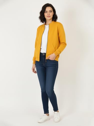 Image of LEOTUDE Women's Loopknit Loose Fit Drop Shoulder Bomber Jacket with Zipper Closure and Side Pockets