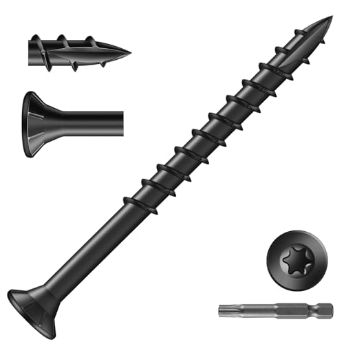Image of #10 x 2-1 /2 inch Deck Screws (71Pcs) 1lb. Exterior Wood Screws. Carbon Steel, Black, Flat Head, Rust Resistant epoxy Coated, with T25 Star Bit