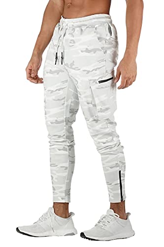 DIOTSR Men's Cargo Pants Casual Athletic Joggers Pants Gym Workout Sweatpants with Zipper Pockets