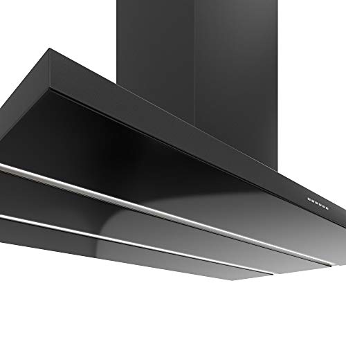 Futuro Futuro Island-Mount Range Hood 48" 940-Cfm | Viale Black | Stainless Steel Vent Hood | Modern Italian Exhaust Hood | Led, Ultra-Quiet With Blower #TOP7