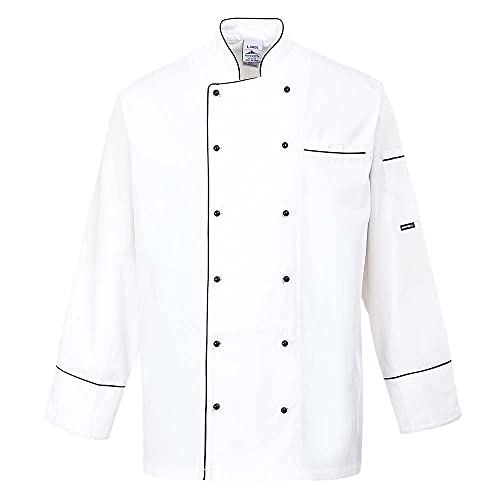 Portwest C775 - Chaqueta Chef Cambridge, color Blanco, talla Small