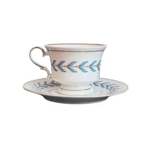 WQQYU6HKF Tazas Té de la Tarde en inglés, Taza de té Negra, Taza de té de Flores de cerámica Vintage, Juego de Taza y platillo de café Exquisito y práctico Taza de cerámica(Blue)