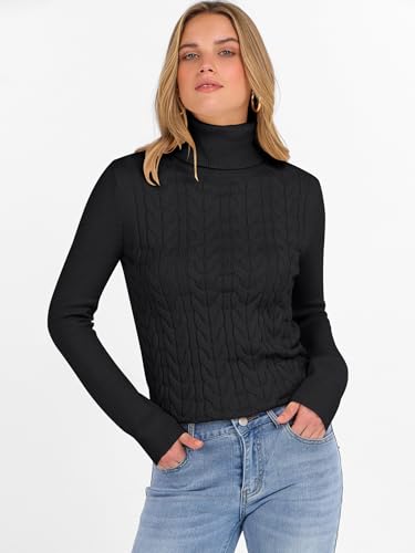 ANRABESS Womens Turtleneck Cable Knit Sweaters Long Sleeve Fitted Business Casual Pullover Top 2025 Fall Outfits3