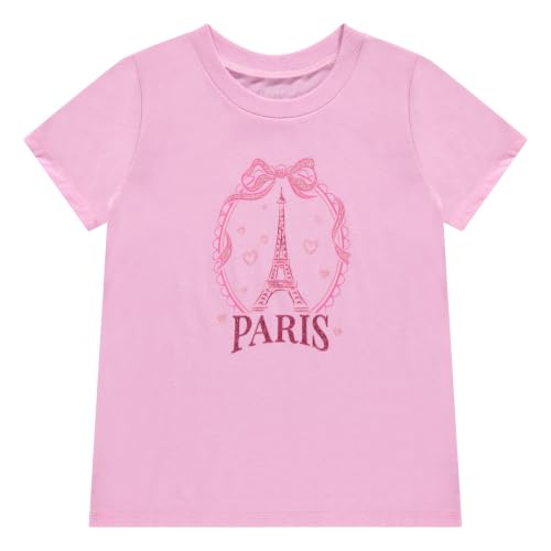 Image of BTween Girls 4 Piece Tops Fashionable Short Sleeve T-Shirt Casual Daily Shirt for Kids Assorted Colors