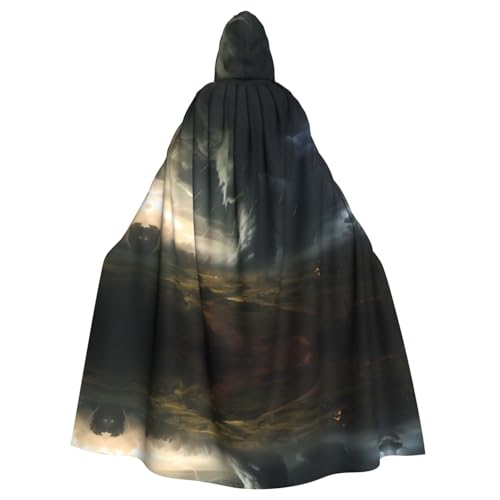 QAZWZML Enorme capa con capucha de Halloween con patrón de tornado, Pascua, carnaval, capa de cosplay, baile de máscaras y fiesta temática.