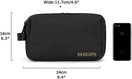 Image of Handcuffs Toiletry Bag for Men & Women 16 Cms Waterproof Travel Pouch | Shaving Kit | Travel Accessories | Essentials | Cosmetic Organizer | Packing Cubes | Makeup Storage | Mens Gifts (Black)