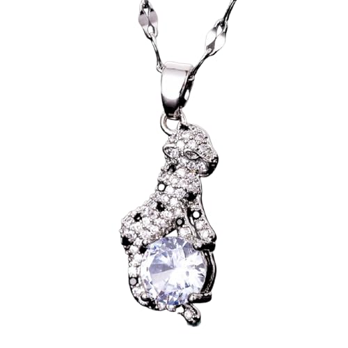 Collier à pendentif en zircon pour femmes | Bijou créatif animal léopard