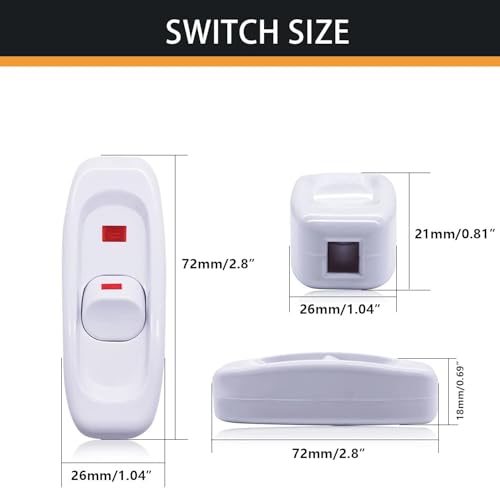 Interrupteur lampe de chevet bouton marche arrêt blanc pour cordon électrique lampe de table