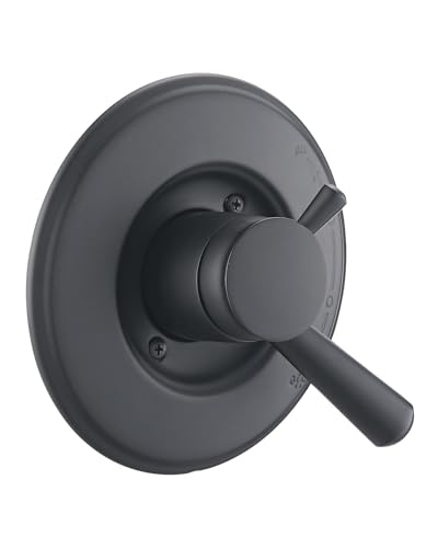 Ultrimkit Shower Trim Kit Compatible with Delta 17 Series Shower Cover Plate with Handle Matte Black(Valve& Catridge Not Inclued)