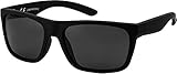 La Optica B.L.M. Herren Sonnenbrille UV400 Männer Sportbrille Fahrradbrille - Gummiert Schwarz (Polarisiert Gläser: Grau)