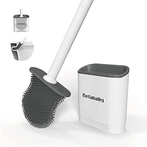 Toilet Brush,Deep Cleaner Silicone Toilet Brush and Holders Sets,30% increase in cleaning efficiency with Anti-drip Base Flooring/Wall Mounted (One Pack) Cover