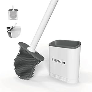 Toilet Brush,Deep Cleaner Silicone Toilet Brush and Holders Sets,30% increase in cleaning efficiency with Anti-drip Base…