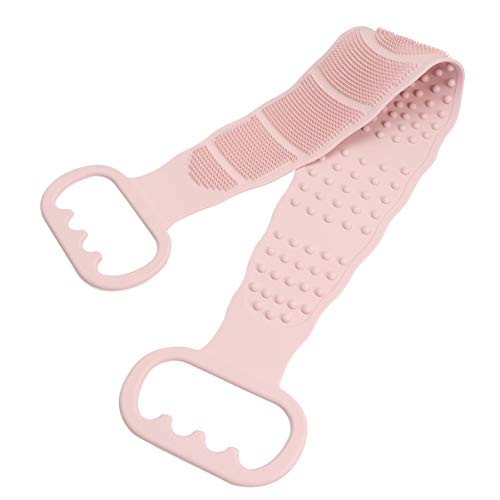 OATIPHO Silicone Shower Scrubber Long Bath Towel Exfoliating Belt Dual Sided Back Scrubber Tool for Smooth Skin Comfortable Durable Easy to Use Pink Upgrade Version