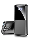 Power Bank 15000mAh mit 3 Anschlüssen & 2 integrierten Kabeln, USB C Schnellladung Powerbank Externer Akku Kompatibel mit iPhone 17 16 15 14 13 Android