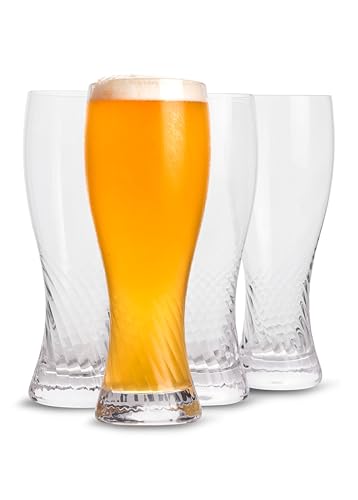 Twistedflow 4-Pack Beer Glasses, 20 oz, Crystal, Lead-Free