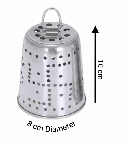 Hope Kart Diya Glass Cover Only Without Diya Large with Holes and Hook for Akhand and Regular Diya, Stainless Steel Metal (Large, 1)