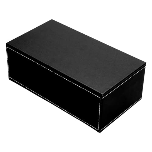 Image of oddpod PU Leather Rectangular Tissue Box Holder /Napkin & Paper Towel Dispenser with Magnetic Bottom Lid for Office, Home, Hotel, School & Salon - Noir Black