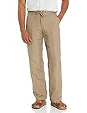Cubavera Men's Linen-Blend Pants With Drawstring (Size Small - 5X Big & Tall), Fossil, Small/32' Inseam
