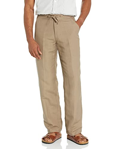 Cubavera Men's Drawstring Linen-Blend Pant with Black Elastic Waistband